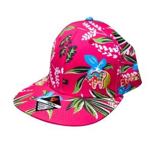PUKKA Floral Golf Hat‎ Cap Plumeria Pink Tropical Course Palm Trees Snapback